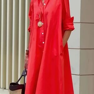 Elegant Red Shirt Dress